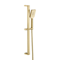 Brushed brass shower set with rectangular handset