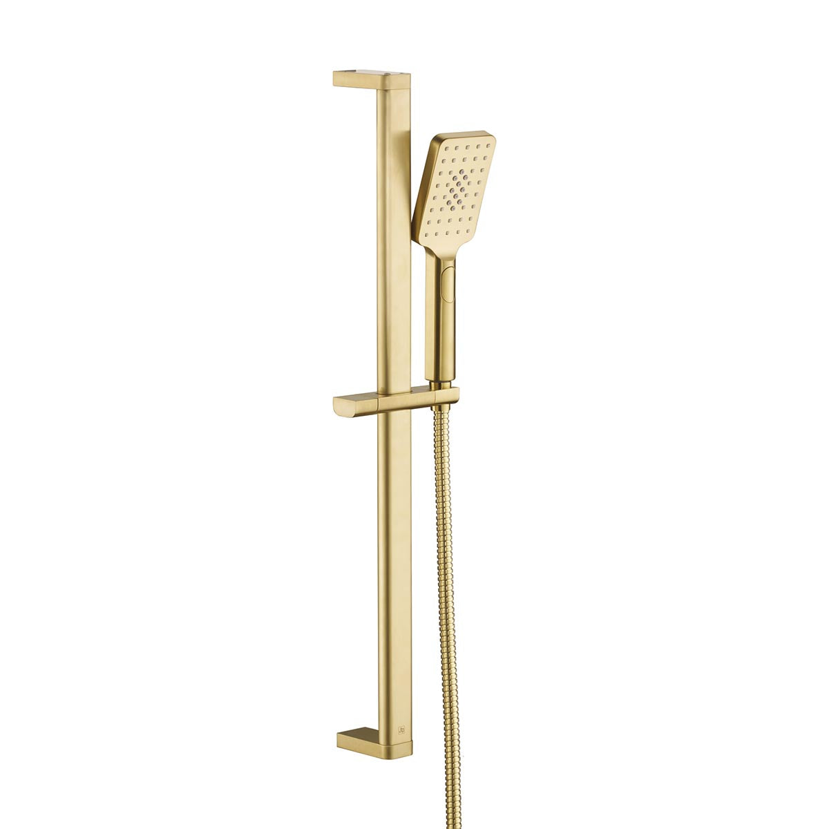 Brushed brass shower set with rectangular handset