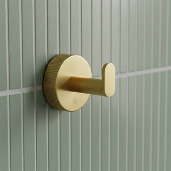 Brushed brass single robe hook Main image