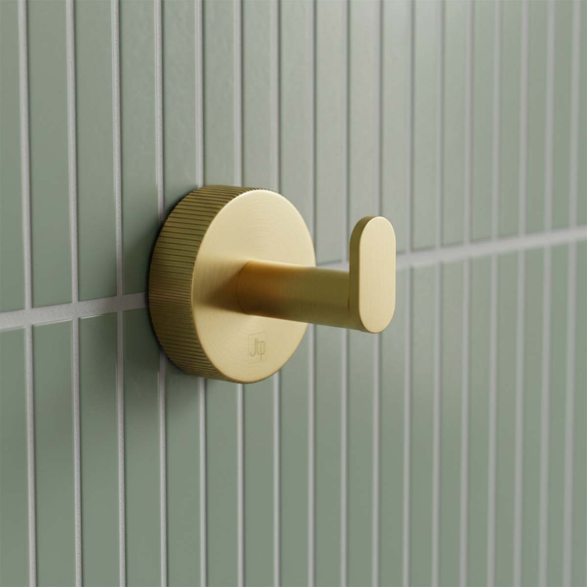 Brushed brass single robe hook