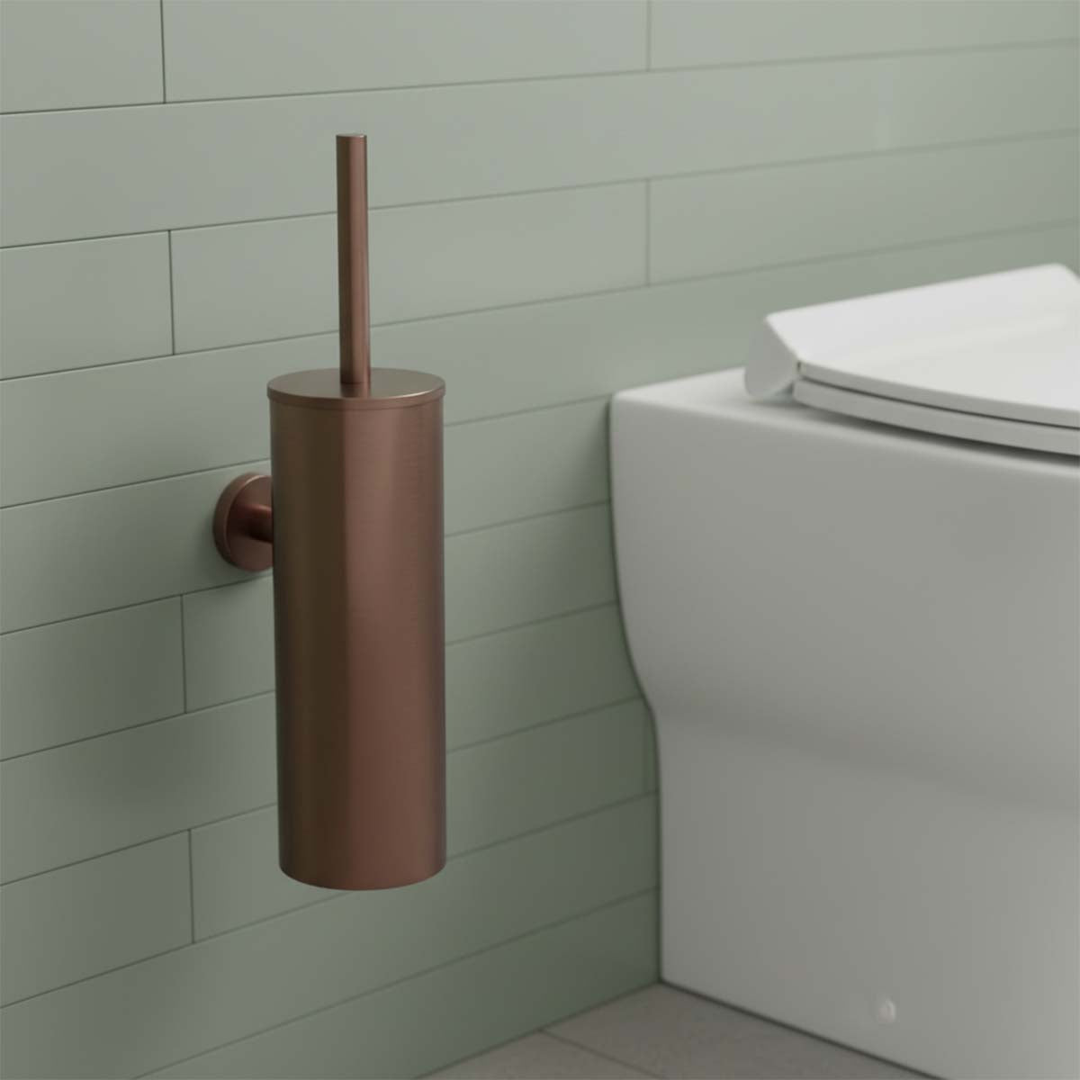 Brushed bronze toilet holder with brush Main image