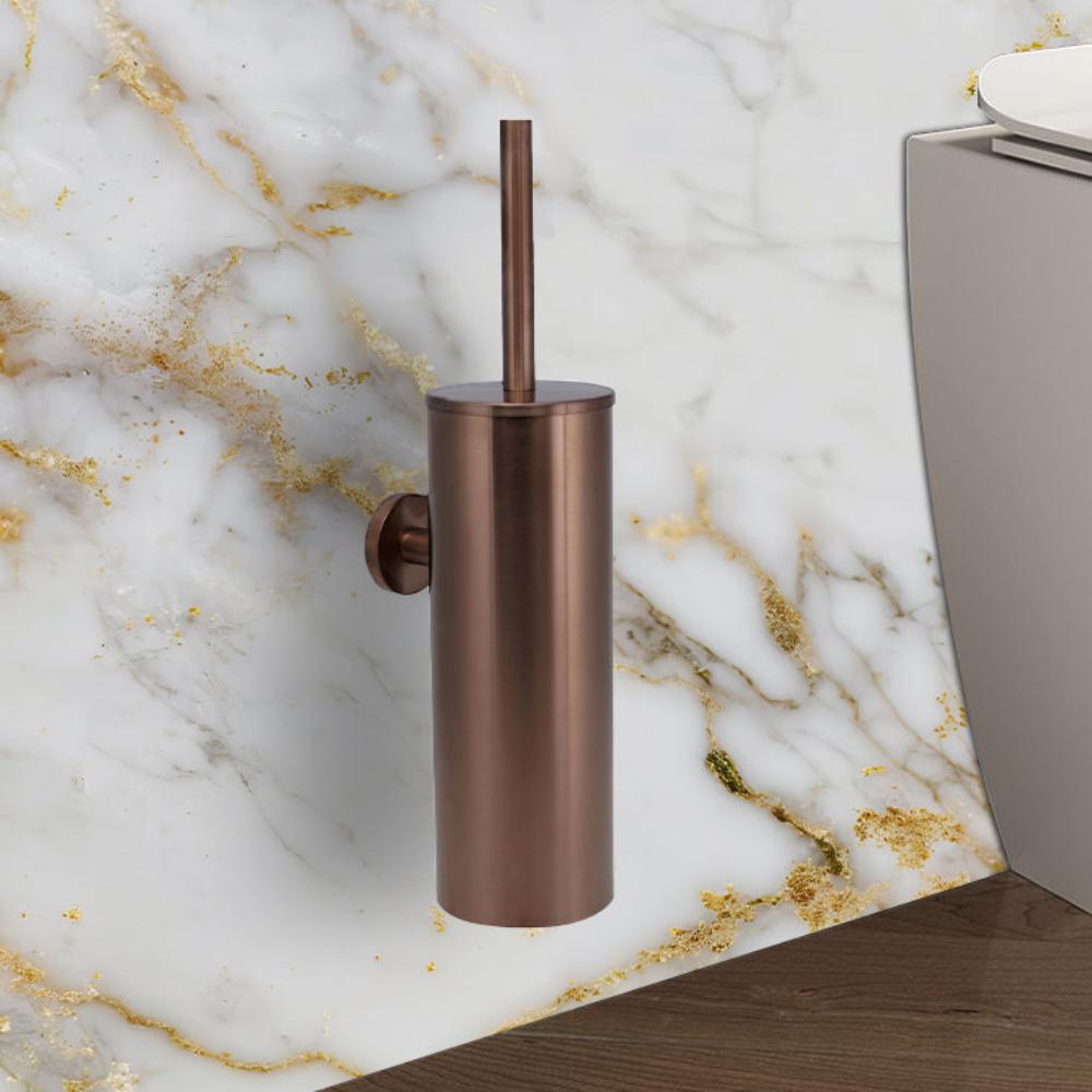 Modern Wall-Mounted Toilet Brush and Holder - Brushed Bronze Secondary image