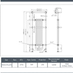 Brushed nickel tall duel fuel towel radiator technical details