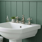 Brushed nickel traditional basin mixer tap 3 hole
