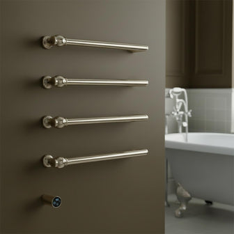 Brushed nickel traditional electric towel rails warmer - wall mounted  Main image