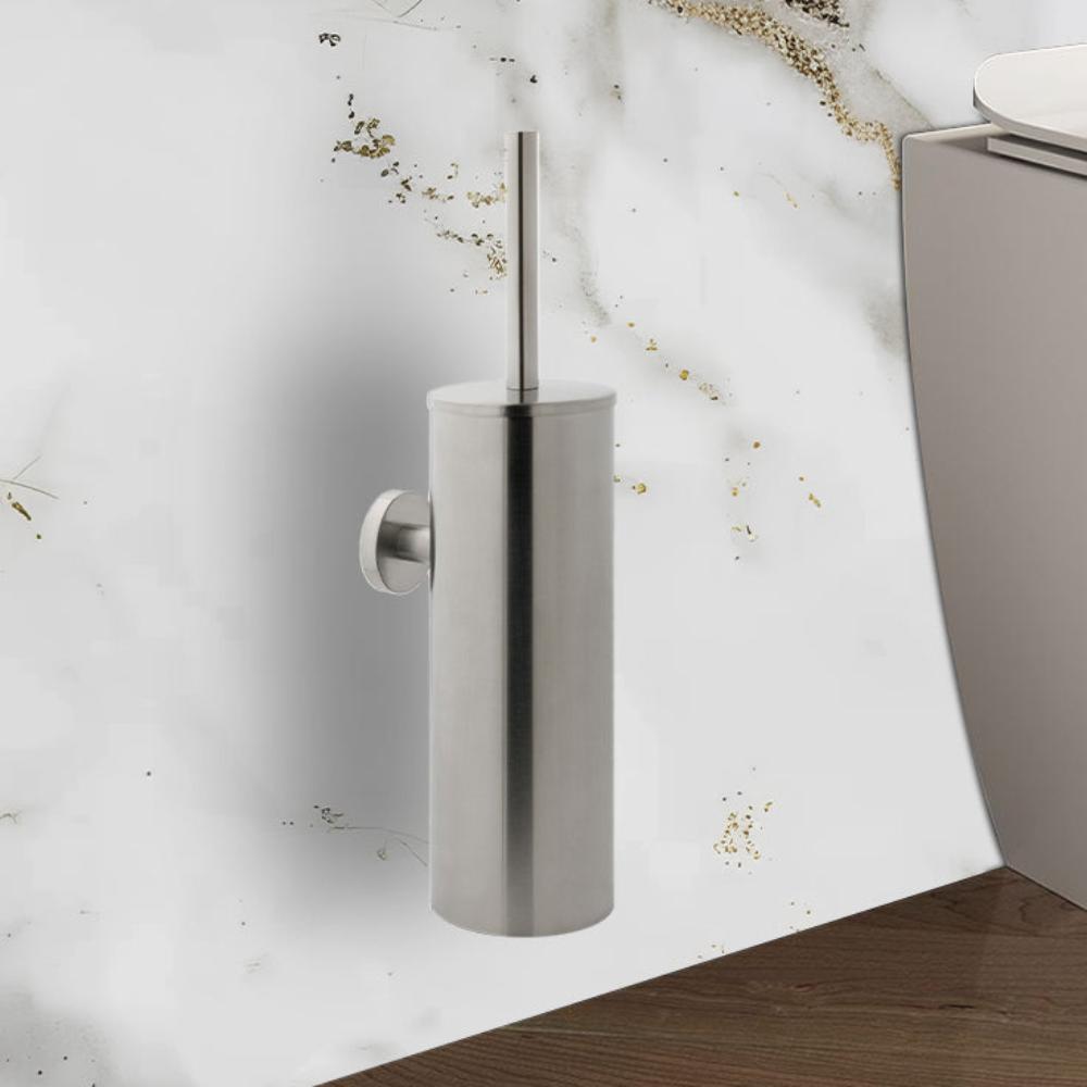 Modern Wall-Mounted Toilet Brush and Holder - Brushed Stainless Steel Secondary image
