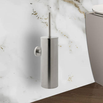 Modern Wall-Mounted Toilet Brush and Holder - Brushed Stainless Steel Secondary image