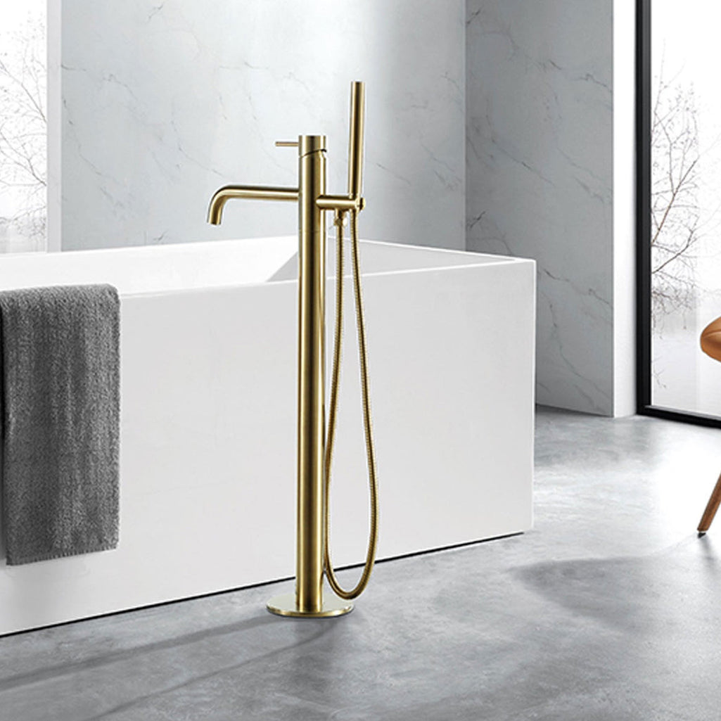 freestanding brushed brass bath tap