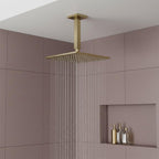 Ceiling Mounted Shower Arm 150mm and Shower Head 250mm - Brushed Brass