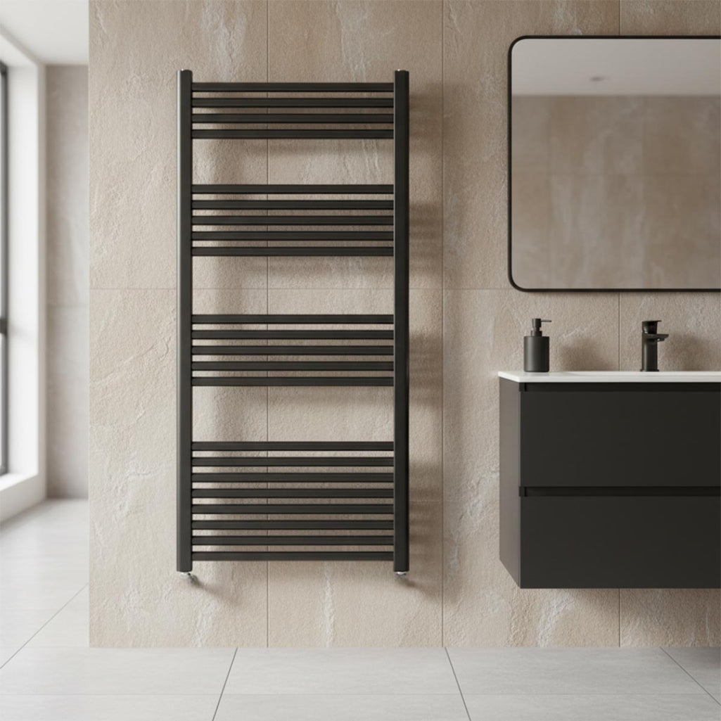 Central heating 1200mm x 600mm  black bathroom radiator