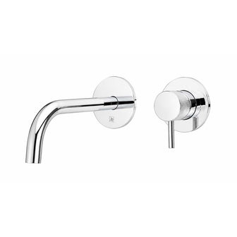 Chrome 2 Hole Wall Mounted Basin Mixer Tap with Knurled Handle - 250mm Secondary image