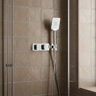 Thermostatic Concealed 2 Outlet Shower Valve with Shower Handle - Chrome Secondary image