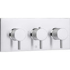 Chrome 3 Outlet Concealed Shower Valve Knurled Handles - Horizontal