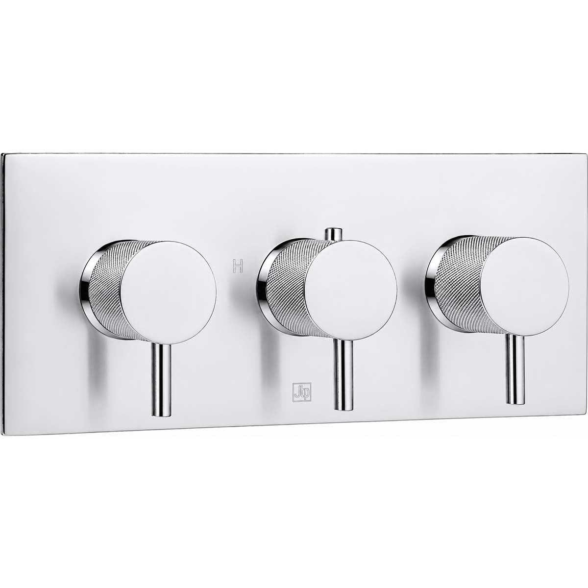 Chrome 3 Outlet Concealed Shower Valve Knurled Handles - Horizontal