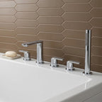 Chrome 5 Tap Hole Bath Shower Mixer Tap with Knurled Levers