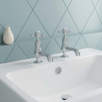 Chrome Basin Pillar Tap with Crosshead Handles – Pair Main image