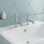 Chrome Basin Pillar Tap with Crosshead Handles – Pair