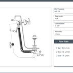 Chrome Bath Filler with Pop up Waste - 60cm technical details 