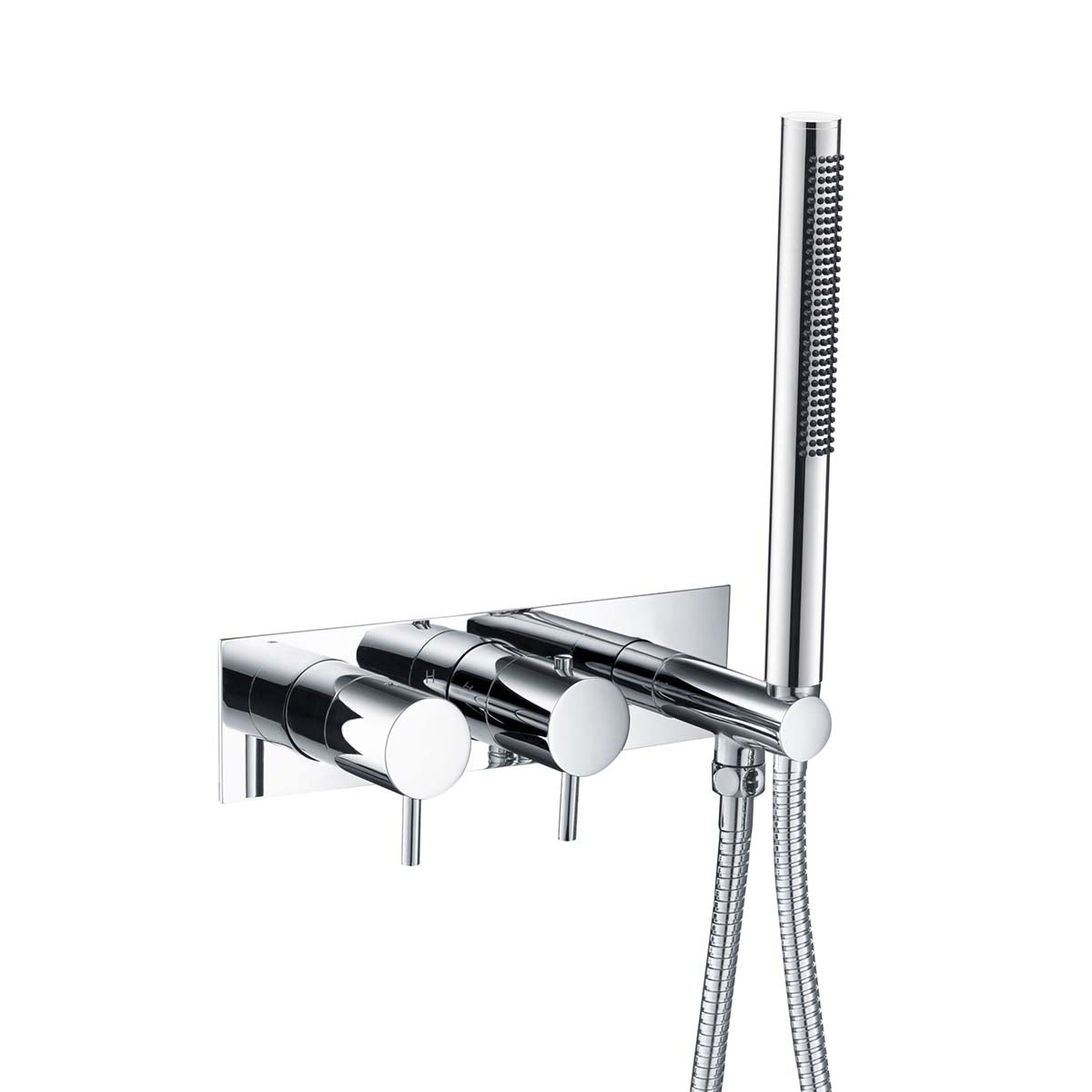 Chrome Concealed Thermostatic 2 Outlet Shower Valve with Handset