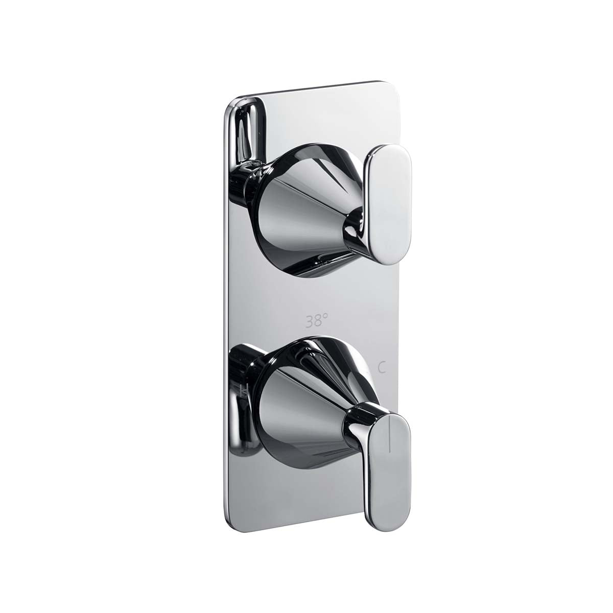 Chrome Concealed Thermostatic Shower Valve 2 Outlets 2 Dials