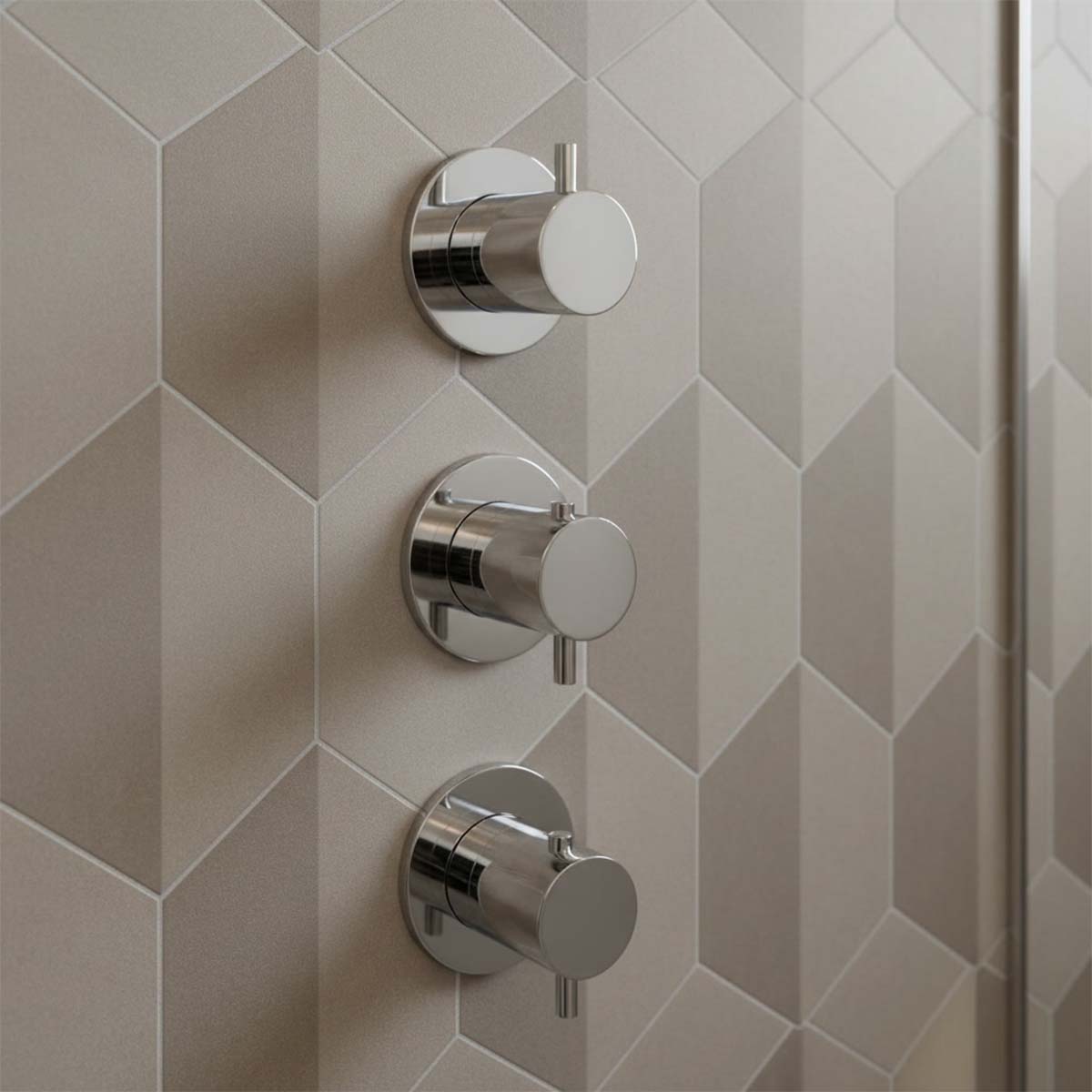 Chrome Concealed Thermostatic Shower Valve 3 Outlets 
