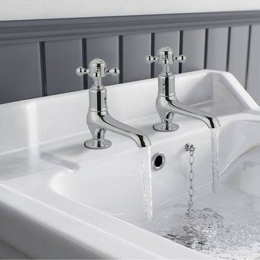 Chrome Crosshead Basin Long Pillars Taps
