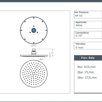 Chrome Round Shower Head with Rain Spray - 200mm Secondary image