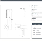 Chrome Shower Handset, Hose and Water Outlet technical details