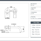 Chrome Single Lever Basin Mixer Tap Wall Mounted - 150mm