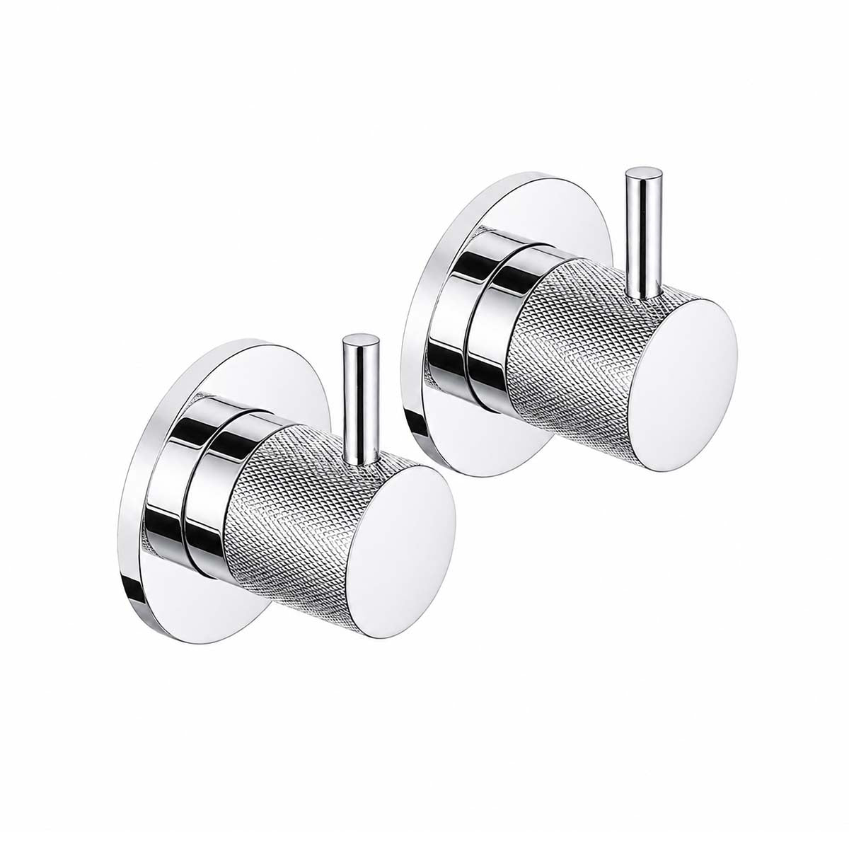 Chrome Stop Valves Knurled Handles Wall Mounted