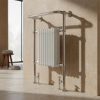Chrome Traditional Towel Radiator with Overhanging Rail - 963mm X 673mm
