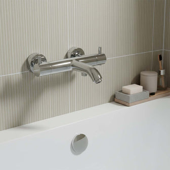 Chrome Wall Mounted Thermostatic Bath Shower Mixer Tap  Main image