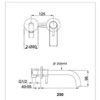 Chrome single lever basin mixer tap wall mounted technical details