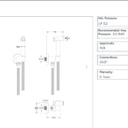 Cold water feed douche shower kit technical drawing 