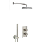 Concealed 2 Outlet Shower Valve with Shower Handle and Shower Head & Arm - Stainless Steel