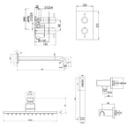 Concealed 2 Outlet Shower Valve with Shower Handle and Shower Head & Arm - Stainless Steel technical details