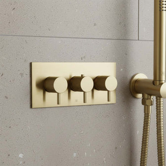 Concealed 3 Outlet Shower Valve - brushed brass  Main image