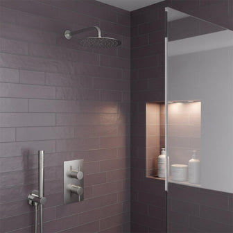 Stainless Steel Thermostatic 2 Outlet Shower Valve with Shower Handle and Shower Head & Arm Secondary image