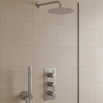 Thermostatic 2 Outlet Shower Valve with Shower Handset, Shower Head & Arm - Stainless Steel Secondary image