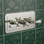 Concealed Thermostatic 3 Outlet Shower Valve Horizontal - Nickel 