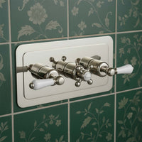 Concealed Thermostatic 3 Outlet Shower Valve Horizontal - Nickel 