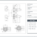Concealed Thermostatic Shower Valve 2 Outlets 2 Dials  - technical details 