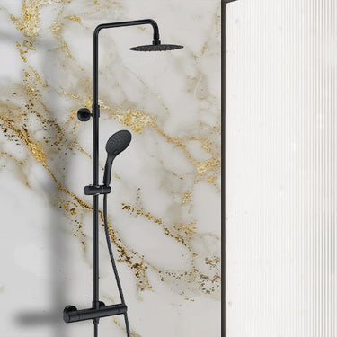 Cool Touch Exposed Thermostatic Adjustable Rigid Riser Shower Kit with Round Handset
