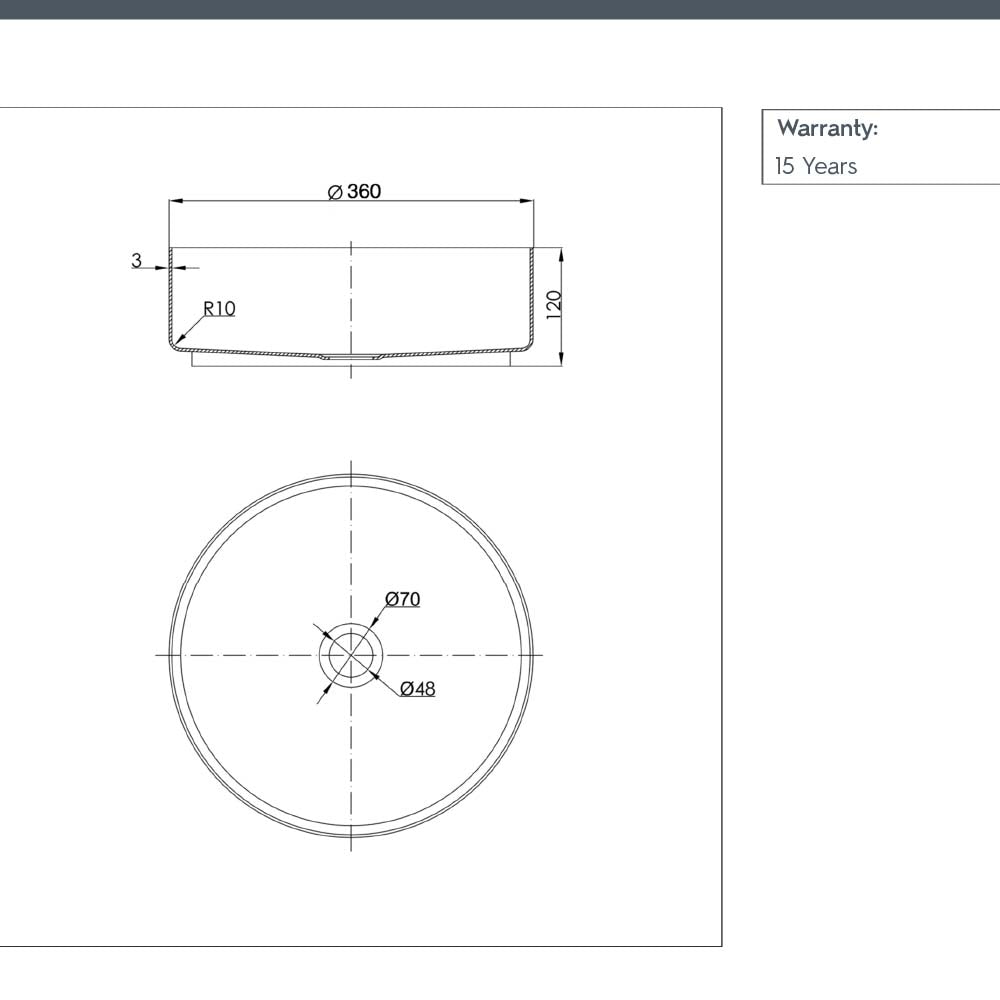 Counter top 316 stainless steel
