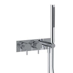 Chrome Concealed Thermostatic 2 Outlet Shower Valve with Handset and Knurled Handles