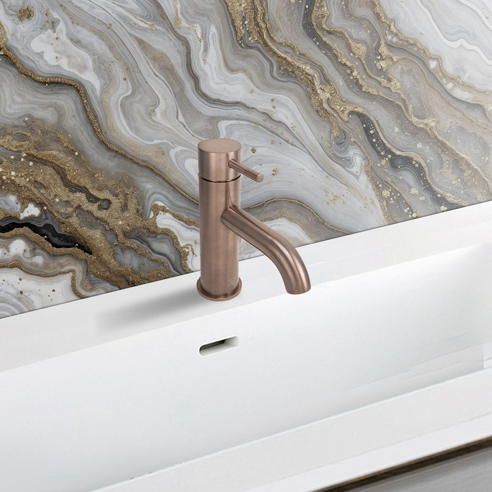 Deck Mounted Single Lever Mono Basin Mixer Tap - Brushed Bronze