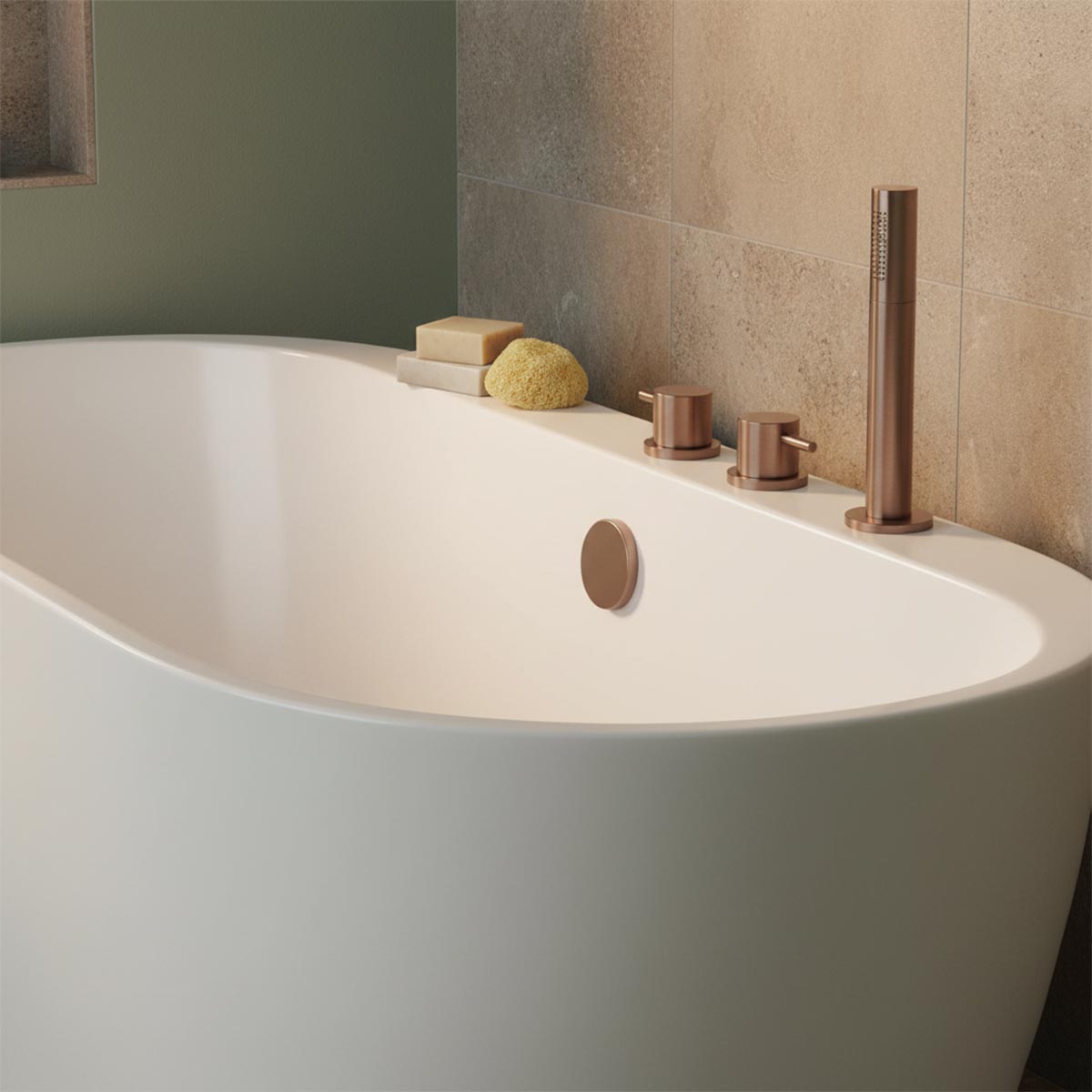 Deck-Mounted Pull-Out Hand Held Shower with Overflow- Brushed Bronze