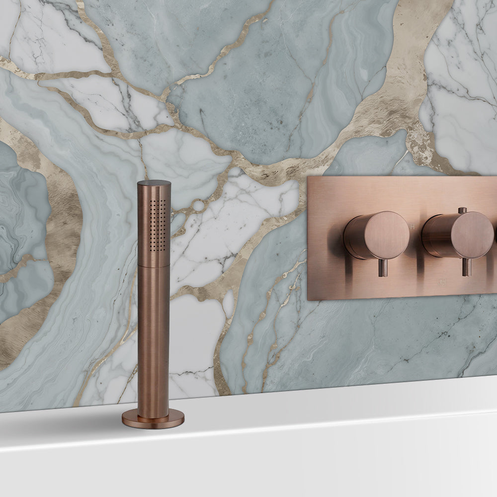 Deck-Mounted Pull-Out Hand Held Shower with an Overflow- Brushed Bronze