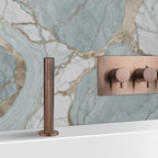 Deck-Mounted Pull-Out Hand Held Shower with an Overflow- Brushed Bronze