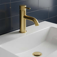 Deck Mounted Basin Mixer Tap with Knurled Handle - Brushed Brass